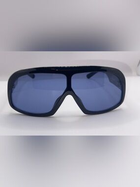 Tom Ford Black Shield Visor with Blue Lenses